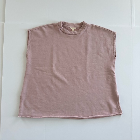 Eileen Fisher Organic Cotton French Terry Cap Sleeve Top in Light Plum | L | GUC - Picture 3 of 13
